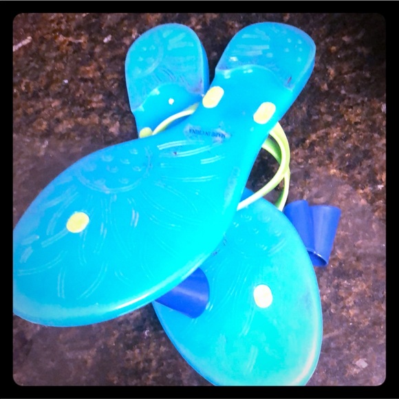 FUN blue navy jelly beach sandal flip flop size 7 - Picture 3 of 6